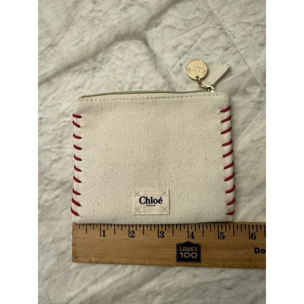 Chloe Parfums Limited‎ Edition 2023 Pouch Pochette  Cream Red Stitch